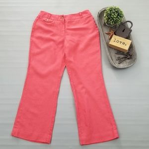 Loft Julie Petite coral red wide leg cropped pants